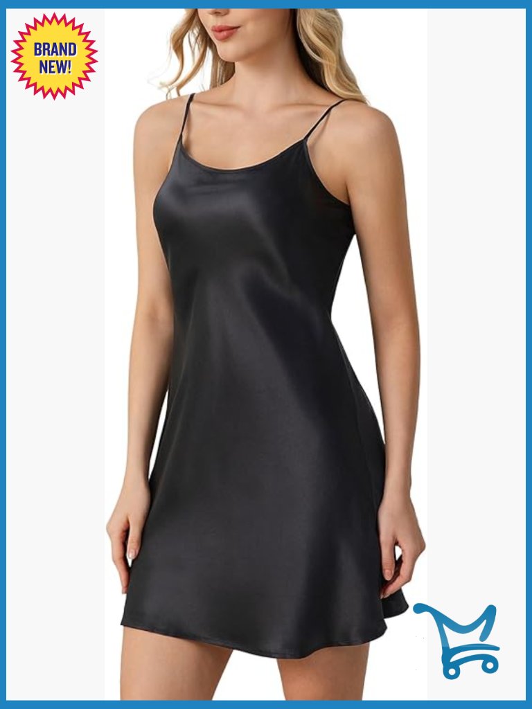 100% Mulberry Silk Nightgown With Adjustable Spaghetti Straps Lace Chemise